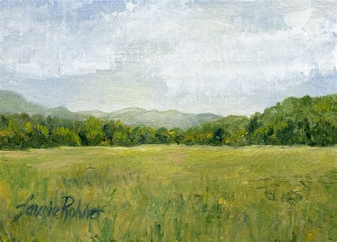 Vermont Oil Painting Landscape Fields Pasture Mountains Sky Realism