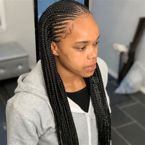Front Cornrow And Back Box Braided In 2021 Cornrows With Box Braids
