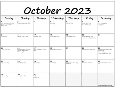 Collection Of October 2021 Calendars With Holidays