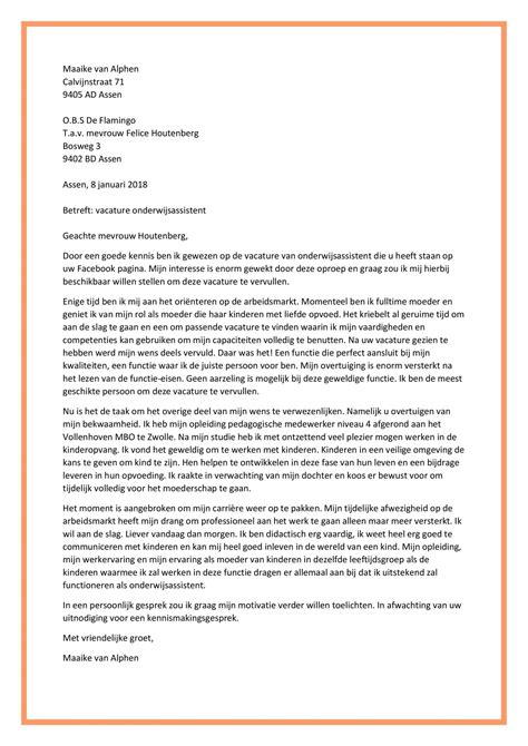 Sollicitatiebrief Onderwijsassistent Herintreder Sollicitatiebijbelnl