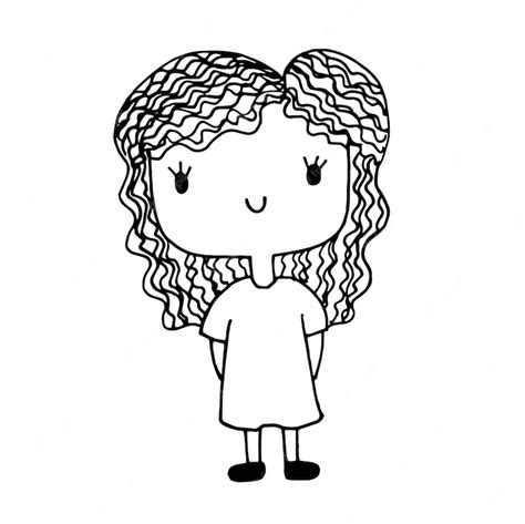 Premium Vector Cute Girl Doodle Art Cartoon Hand Draw