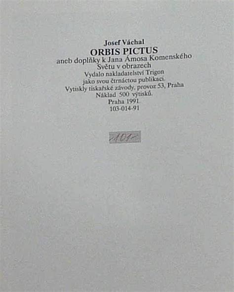 Kniha Orbis Pictus Aneb Doplňky K Jana Amosa Komenského Světu V