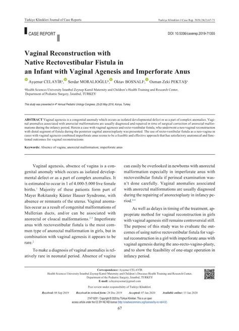 Vaginal Reconstruction With Native Rectovestibular Fistula In An Infant
