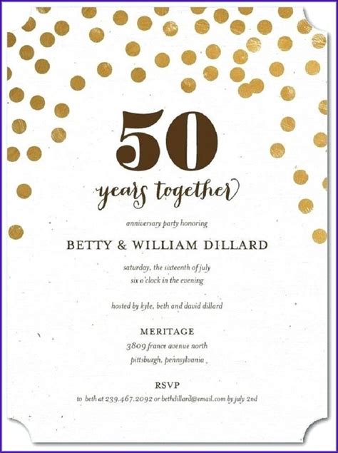 50th Anniversary Party Invitations Templates