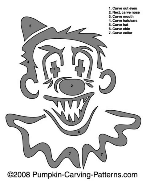 Clown Stencil Printable Template Halloween Pinterest Pumpkin Carvings