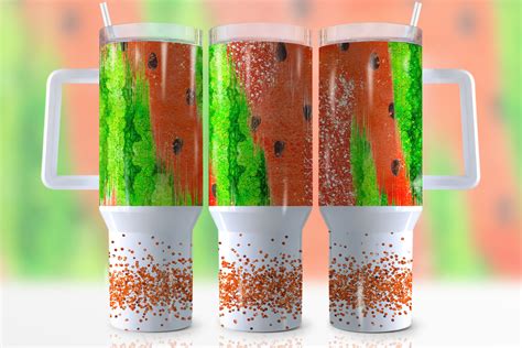 Glitter Watermelon Custom Stanley Cup 40 oz 30 oz Tumbler With Handle