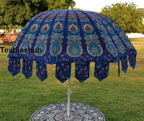 Indian Blue Peacook Umbrella Garden Beach Sun Protection Etsy