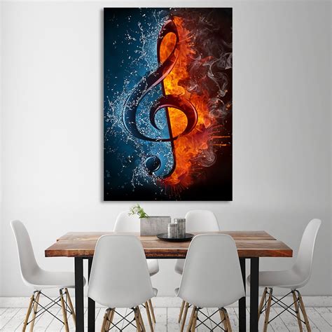 1 Pcsset Framed Hd Printed Music Note Flame Wall Art Canvas Pictures