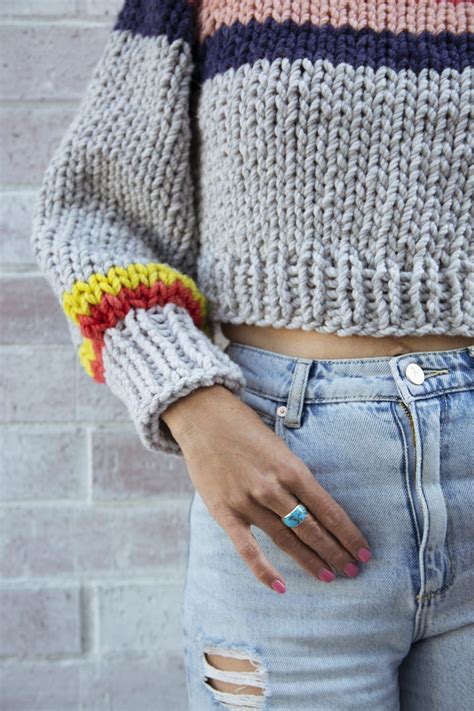 The Peaches Chunky Knit Crop Jumper Kit The Woven Easy Sweater