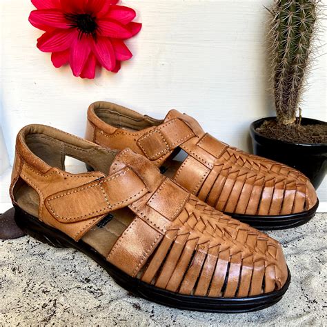 Mexican Comfortable Huarache Shoes For Men Mexican Leather Etsy