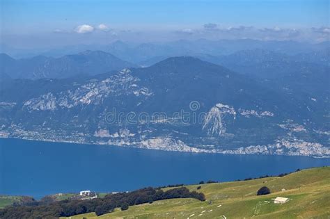 Lago Di Garda Lake From Mountain Monte Baldo In Italy Beautiful Summer