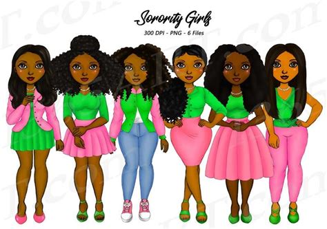 Sorority Girls Clipart Natural Hair Aka Black Girl Black Etsy In 2020
