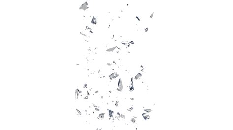 glass mirror breaked shatter with debris super slow motion macro camera 3d illustration