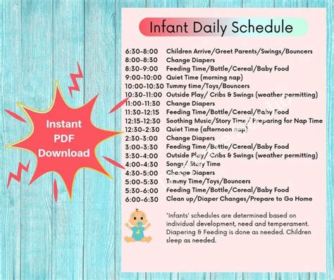 Daycare Daily Scheduleschildcare Center Printable Etsy Daycare