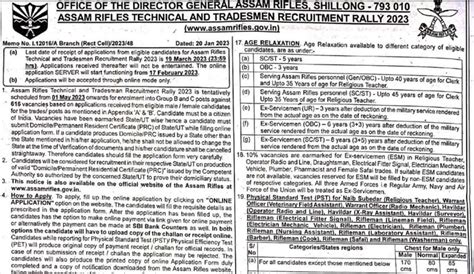 Assam Rifles Recruitment Notification Apply Online