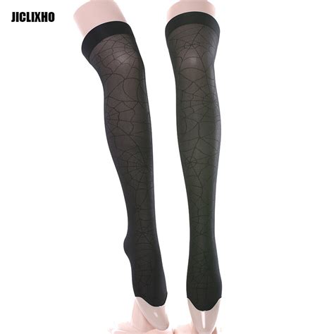 Womens Black Hosiery Spider Stay Up Thigh High Silk Stockings Hose Ladies Sexy Sheer Lace