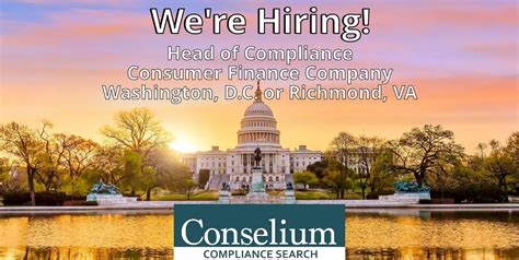 Head Of Compliance Consumer Finance Company Washington Dc Or