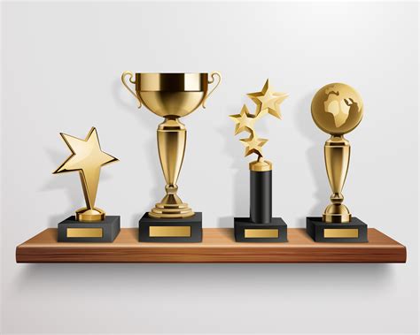 Realistic Trophy Awards On Shelf 476703 Vector Art At Vecteezy