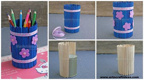 How To Make A Pencil Holder With Popsicle Sticks Art And Craft Ideas