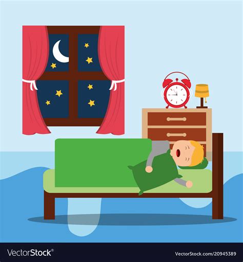 A Little Boy Sleeps In The Night Royalty Free Vector Image