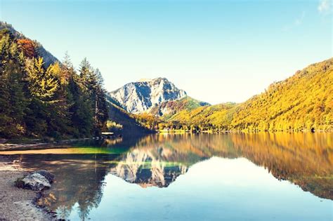 Premium Photo Beautiful Vorderer Langbathsee Lake In Austrian Alps