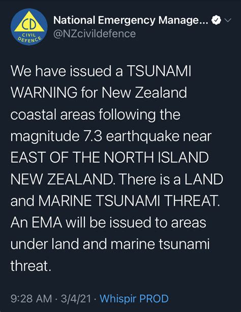 Breaking New Zealand Tsunami Warning Following 73 Earthquake
