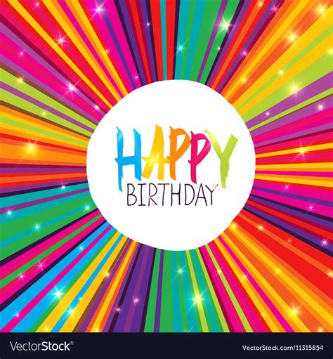 A Happy Birthday Greeting Card With Color Vector Image