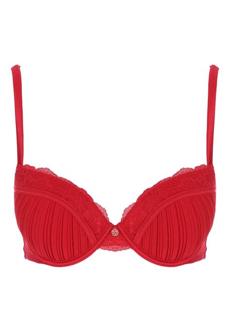 Womens Red Pleated Lace Bra Peacocks