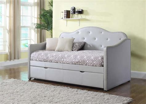 Or consider bunk beds or trundle beds if you have small children who share a room. TWIN DAYBED WITH TRUNDLE - Pearlescent Grey Upholstered Daybed | 300629 | Day Beds | Price ...