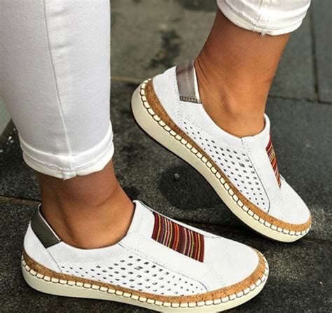 Shoes Ladies Comfortable Breathable Slip On Loafers Lazanow