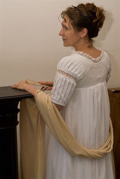 a regency apron front dress made according to the fashion plate from costume parisien
