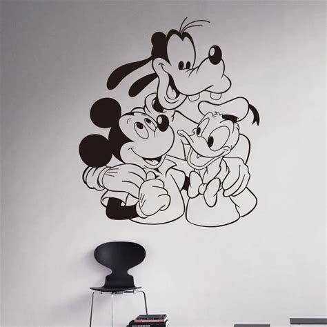 Creative Bedroom Cute Mickey Mouse And Donald Duck And Goofy Wall Stickers