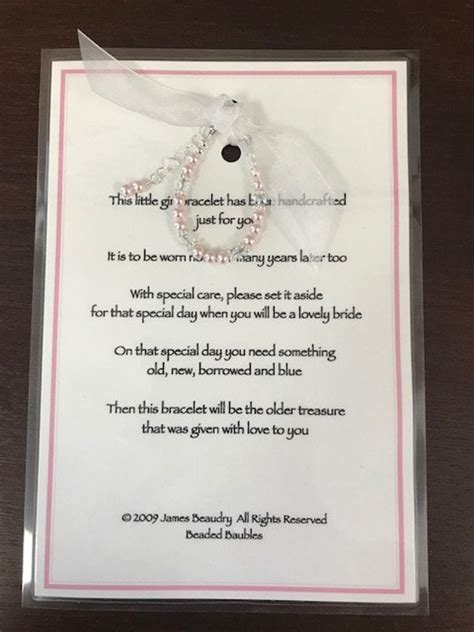 Baby Girl Bracelet With Poem To Save For Her Wedding Day