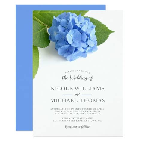 Blue Hydrangea Wedding Invitations Rustic Wedding Invitations