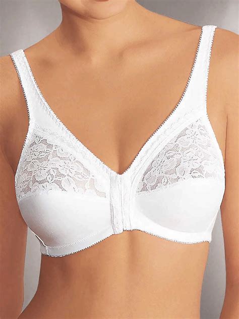 naturana naturana white lace panelled front fastening soft cup bra size 34 to 44 b c d