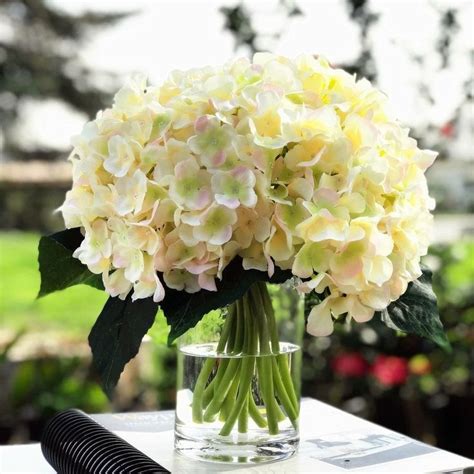 enova home blush artificial silk hydrangea fake flowers arrangement in