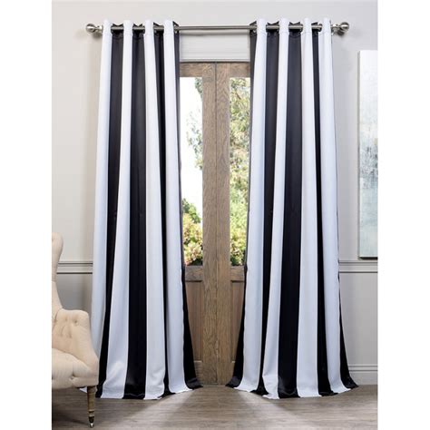 Awning Black And White Stripe Grommet Blackout Curtain