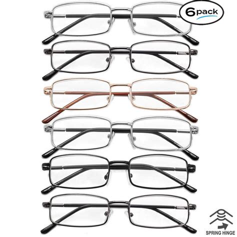 Mens Womens Reading Glasses 6 Pack Metal Frame Readers All Powers Value Pack