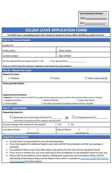 This is a sample formal leave application letter for your reference. FREE 50+ Leave Application Forms in PDF | MS Word | Excel