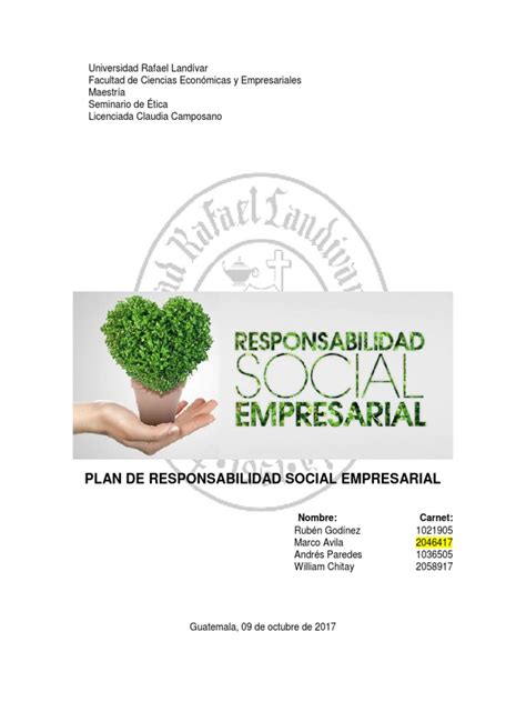 Plan De Responsabilidad Social Empresarial Gestión De La Relación Con