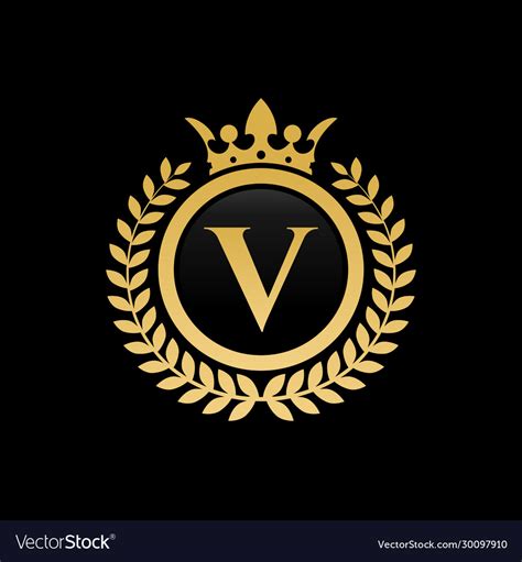 Letter V Royal Crown Logo Royalty Free Vector Image