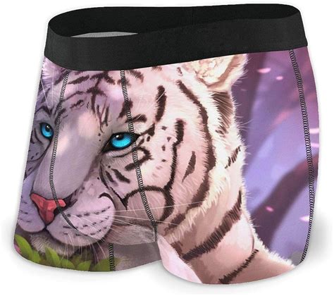 White Tiger With Flower Mens Underwear Breathable Boxer Brief Soft