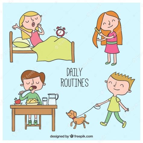 Daily Routines Drawings Vector Free Download