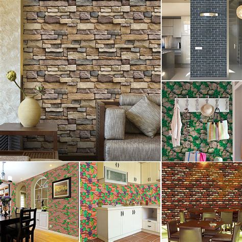 Ks home decor services cover kl, selangor, ipoh, melaka, johor, and penang. 3D Wall Paper Brick Stone Rustic Effect Self-adhesive Wall ...