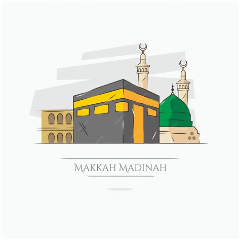 Premium Vector Kaaba Mecca And Medina Illustration