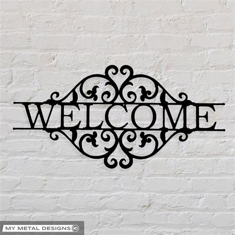 Metal Scroll Welcome Sign Welcome Metal Sign Welcome Etsy