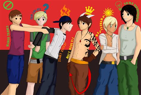 Six Dudes And Some Red By Lunahlove On Deviantart