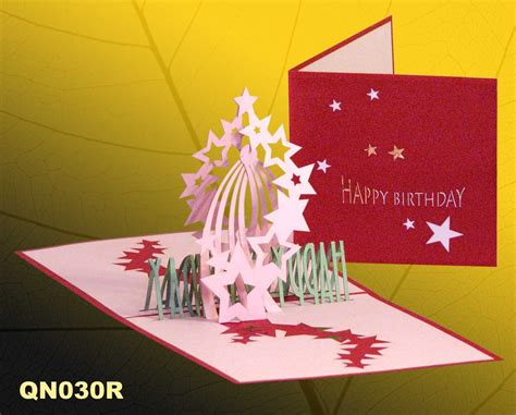 Birthday star 2 pop up handmade greeting cards - QN030
