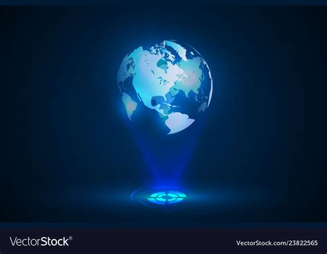 Blue Globe World Map Hologram Royalty Free Vector Image