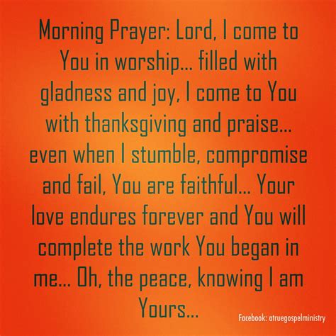 Morning Prayer Lord I Come To You In Worship Filled With Gladness